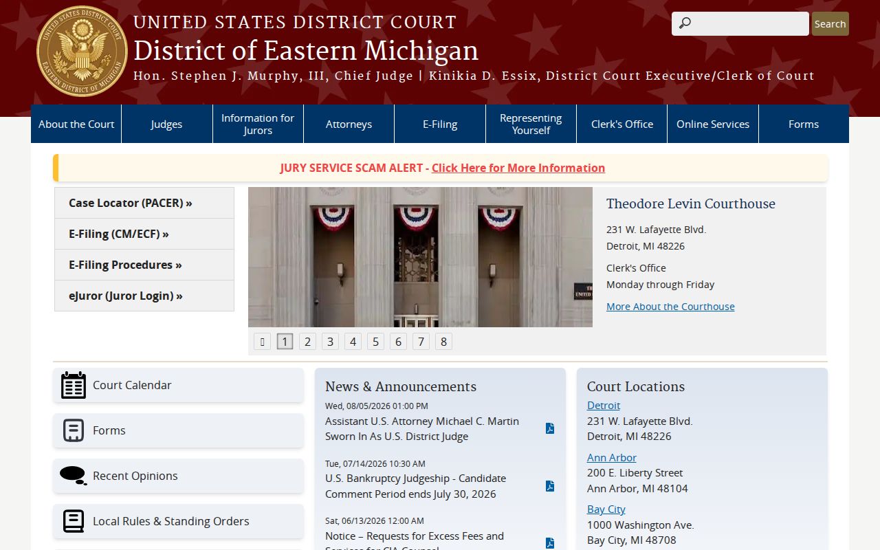 Eastern District of Michigan federal court, a separate route for Livingston County federal warrant records
